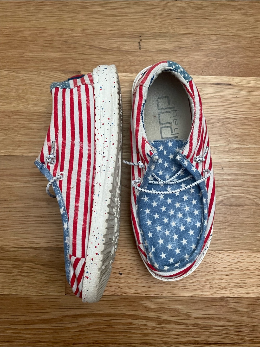 Hey Dude Kids Patriotic Red & Blue Star-Stripe Slip-Ons Y5-6